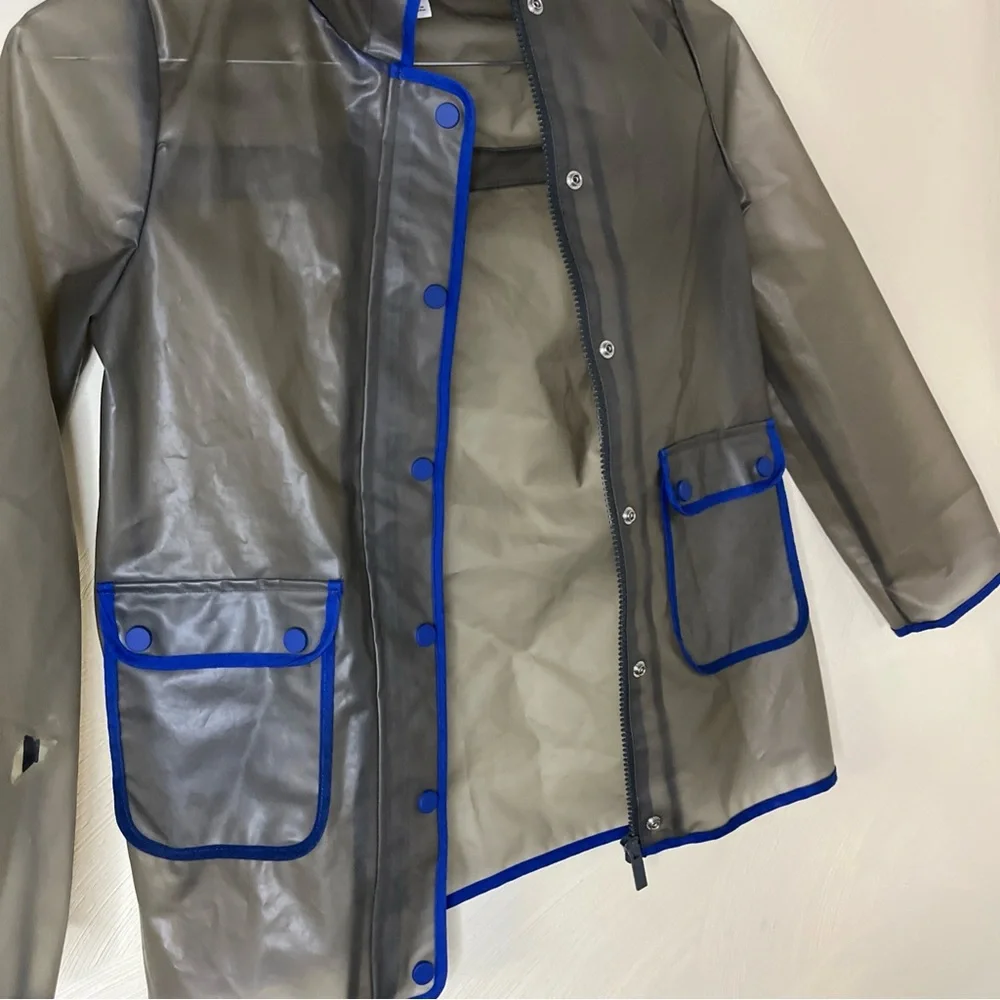 Hunter Kids Unisex Transparent Raincoat with Blue‎ Trim